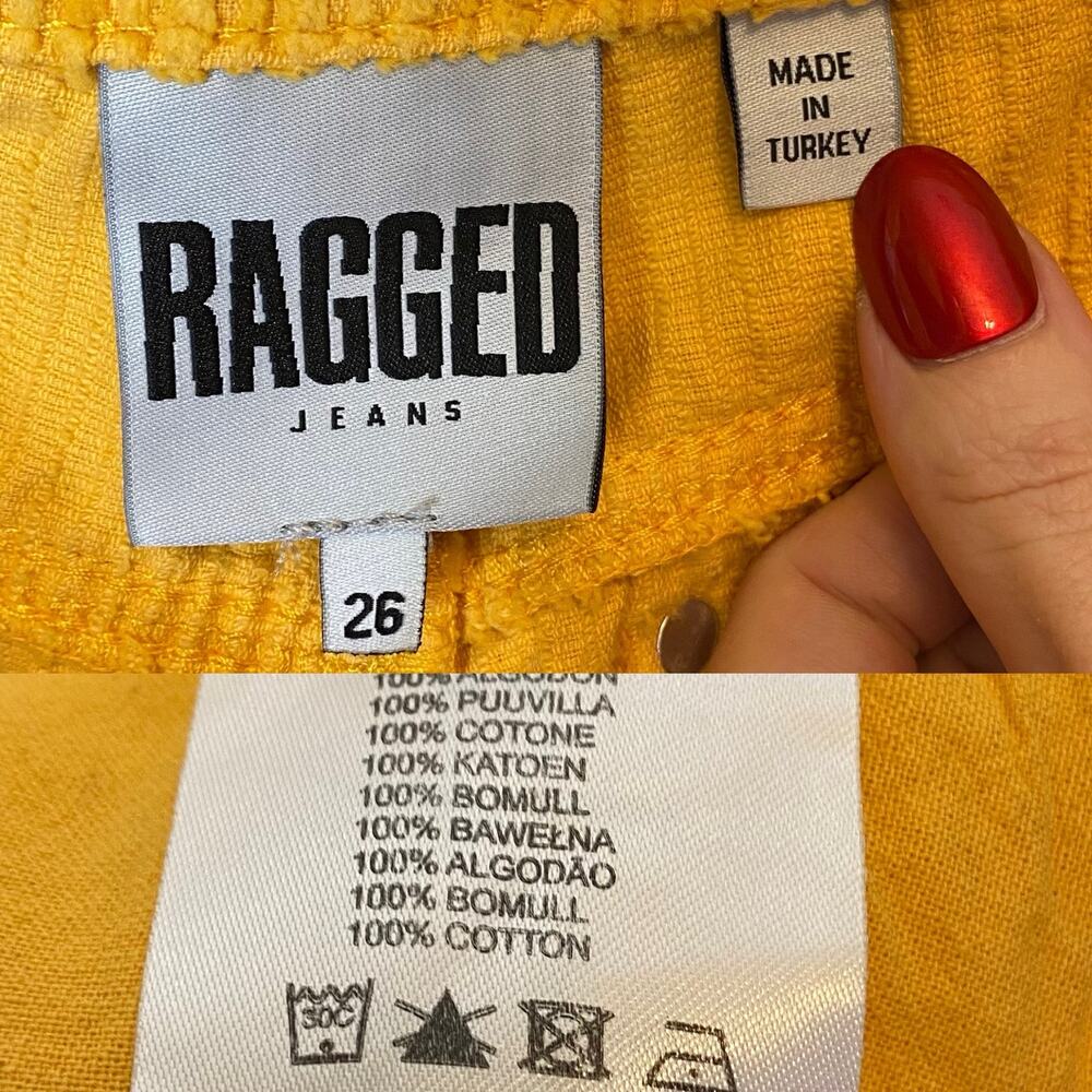The Ragged Priest Jumbo Cord Mom Jeans High Rise Corduroy Pants Yellow, size 26 - Picture 4 of 4